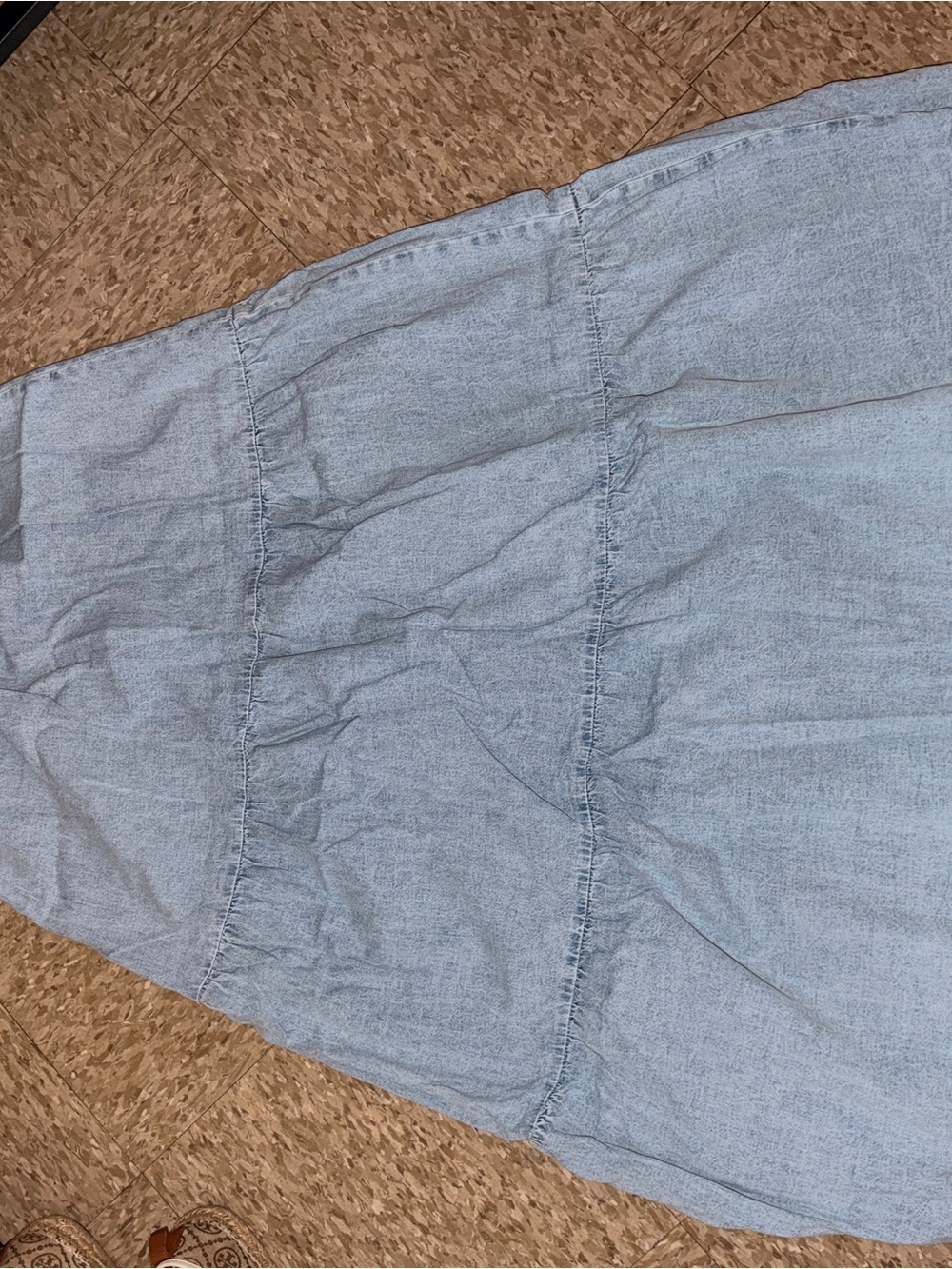 Mango Light Blue Tiered Denim Maxi Skirt
